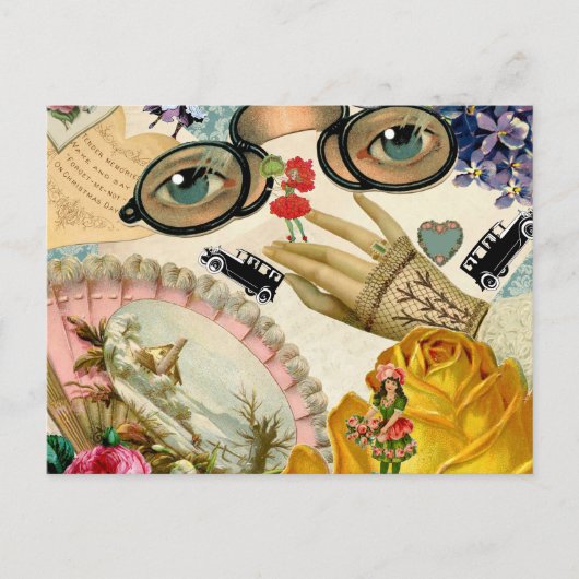 Carte Postale Spectacles de fanes en dentelle et fleurs (Devant)