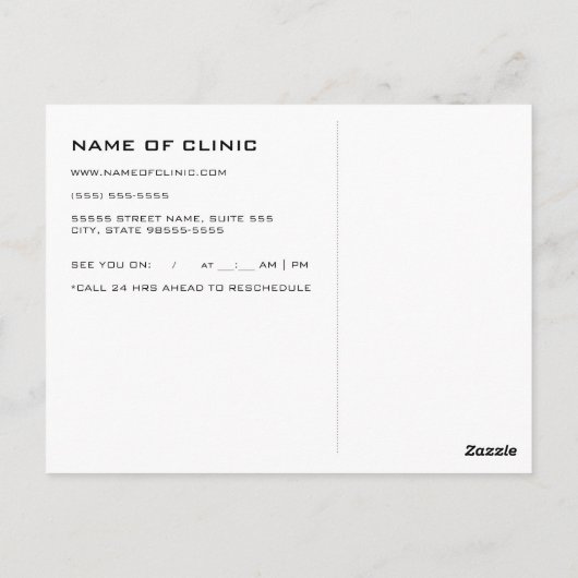 Carte Postale Spectacles modernes Examen Oeil Rappel de rendez-v (Dos)