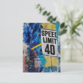 Carte Postale Speed Limit 40 mixed media collage (Debout devant)
