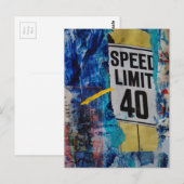 Carte Postale Speed Limit mixed media collage (Devant / Derrière)