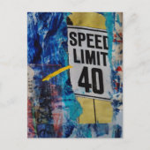 Carte Postale Speed Limit mixed media collage (Devant)