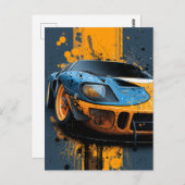 Carte Postale "Speed & Splatter – The Ford GT40 Gulf Legacy" (Devant / Derrière)