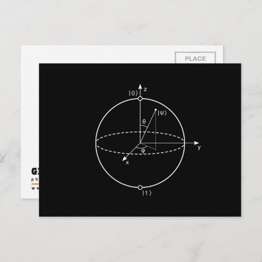 Carte Postale Sphère Bloch | Physique / Maths Quantum Bit (Devant / Derrière)