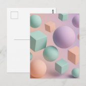 Carte Postale Sphères Géométriques Pastel Cubes (Devant / Derrière)
