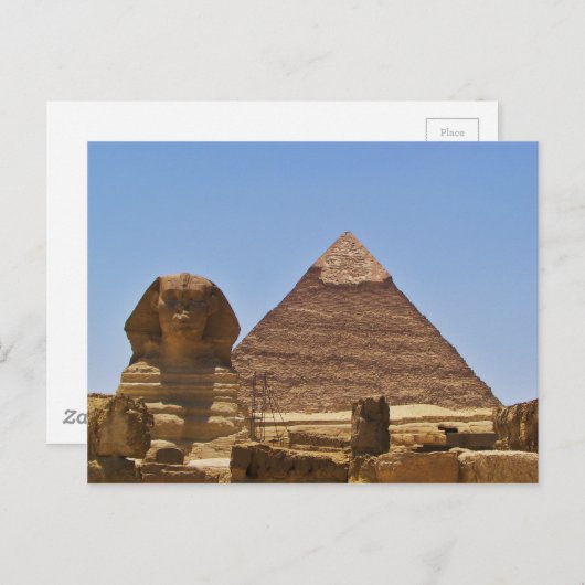 Carte Postale Sphinx Et Pyramide (Devant / Derrière)