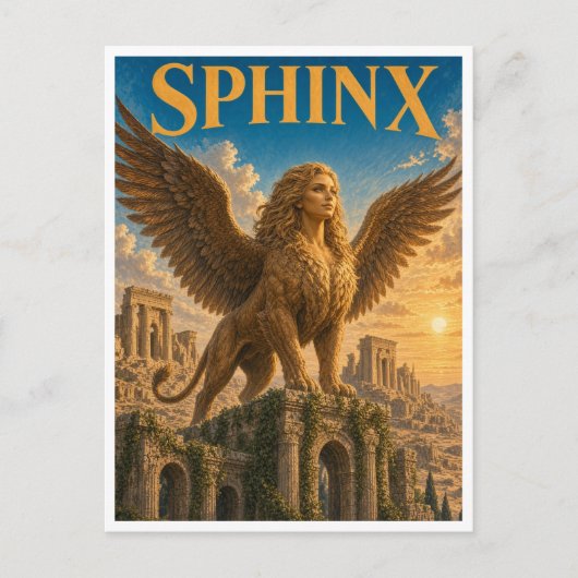 Carte Postale Sphinx, Monstre de Fantasy Gothique (Devant)