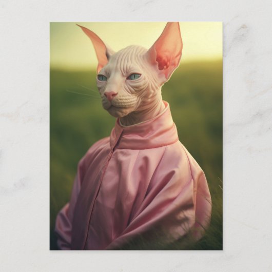 Carte Postale Sphynx Cat in Outfit – Playful Nature Art (Devant)