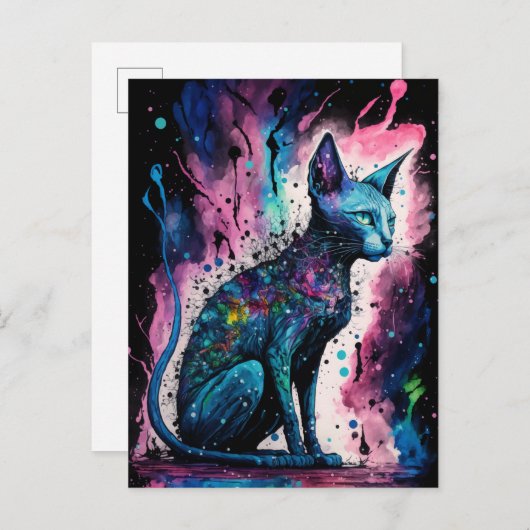 Carte Postale Sphynx Chat I Art Original (Devant / Derrière)
