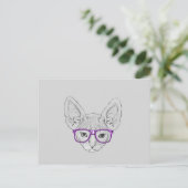 Carte Postale Sphynx ringard Geeky drôle avec les verres (Debout devant)