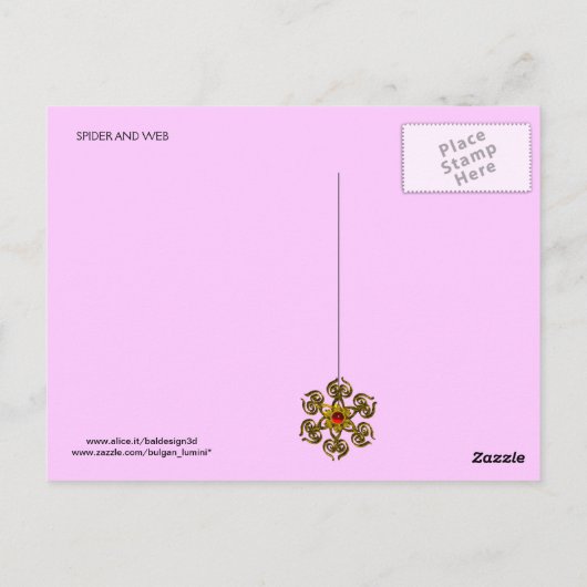 Carte Postale SPIDER ET WEB Rose Fuchsia Ruby Noir (Dos)
