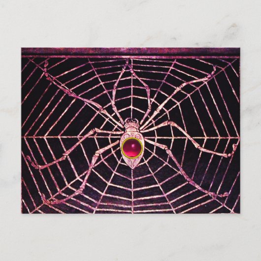 Carte Postale SPIDER ET WEB Rose Fuchsia Ruby Noir (Devant)