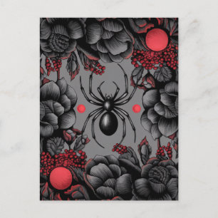 Carte Postale Spider Floral design style gothique