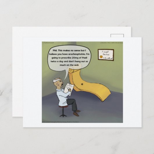 Carte Postale Spider Psychiatric Patient Funny Comic (Devant / Derrière)