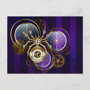 Carte Postale Spider Steampunk sur Arrière - plan pourpre