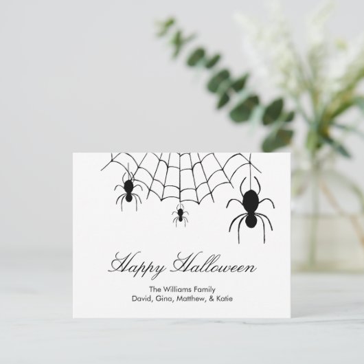 Carte Postale Spider Web noir blanc Halloween (Debout devant)