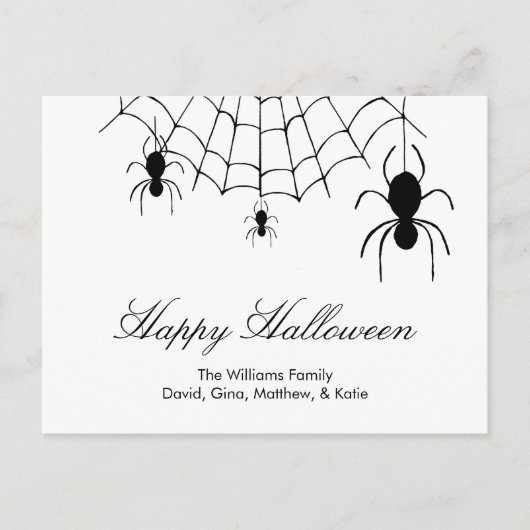 Carte Postale Spider Web noir blanc Halloween (Devant)