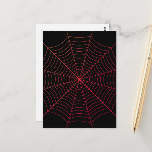 Carte Postale Spider web noir rouge Halloween motif