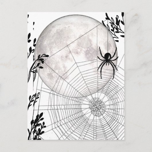 Carte Postale Spider Web, Pleine lune, Gothique Iconique, Cadeau (Devant)