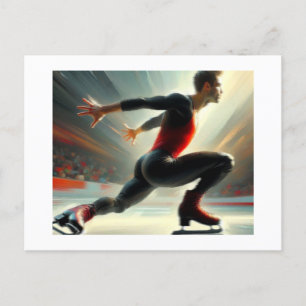 Carte Postale Spin de squat de patineurs de glace masculins, Arl