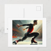 Carte Postale Spin de squat de patineurs de glace masculins, Arl (Devant / Derrière)