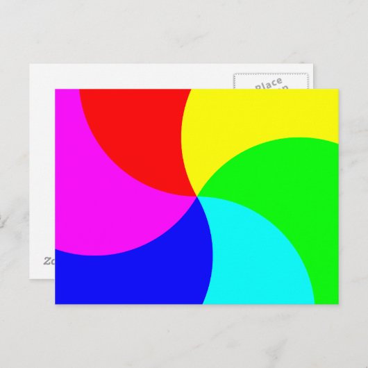 Carte Postale Spirale arc-en-ciel primaire (Devant / Derrière)