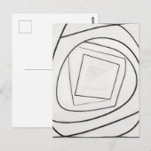 Carte Postale Spirale Carrée Abstraite Noir Blanc (Devant / Derrière)