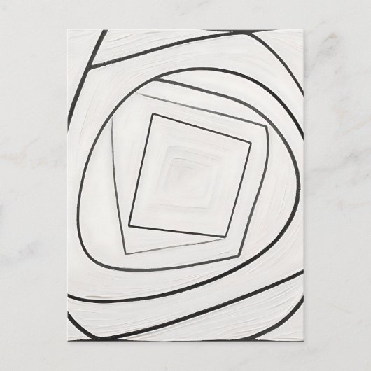 Carte Postale Spirale Carrée Abstraite Noir Blanc (Devant)