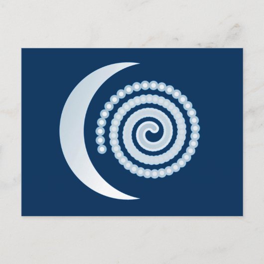 Carte Postale Spirale de lune d'argent sur bleu foncé (Devant)