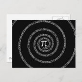 Carte Postale Spirale pour la typographie de Pi sur Noir (Devant / Derrière)
