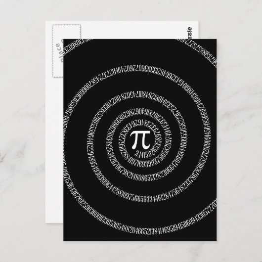 Carte Postale Spirale pour Pi sur Décor noir (Devant / Derrière)