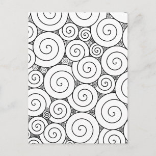 Carte Postale Spirales blanches et noires géométriques douces