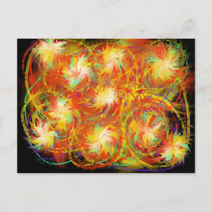 Carte Postale Spirales de feu Flamme colorée funky Art abstrait