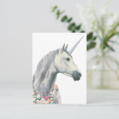 Carte Postale Spirit Unicorne avec Fleurs autour du cou (Debout devant)