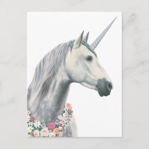 Carte Postale Spirit Unicorne avec Fleurs autour du cou