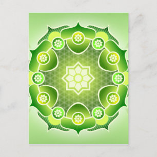 Carte Postale Spirituel Abstrait Vert Mandala Coeur Chakra