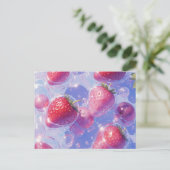 Carte Postale Splash de raisins de fraise (Debout devant)