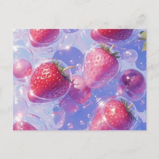Carte Postale Splash de raisins de fraise (Devant)