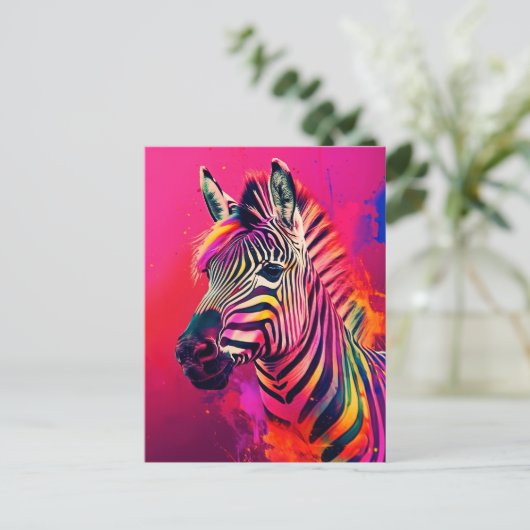 Carte postale Splashy Rainbow Zebra (Debout devant)