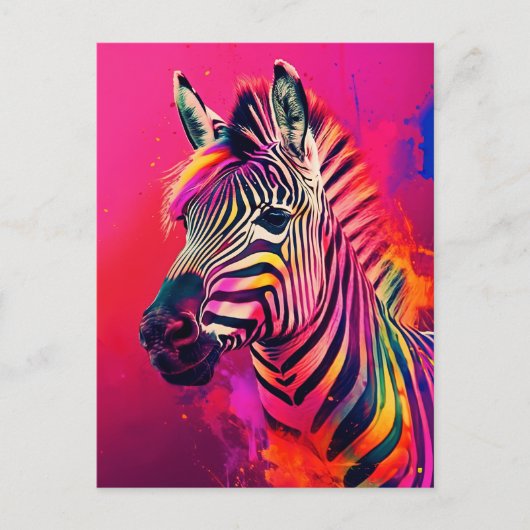Carte postale Splashy Rainbow Zebra (Devant)