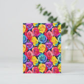 Carte Postale Splashy watercolor roses pattern (Debout devant)