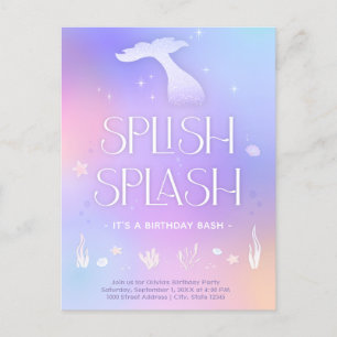 Carte Postale Splish Splash Anniversaire de Sirène Étincelante F