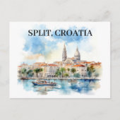 Carte Postale Split Croatie Dalmatie Aquarelle (Devant)