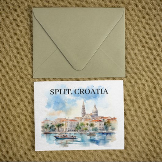 Carte Postale Split Croatie Dalmatie Aquarelle