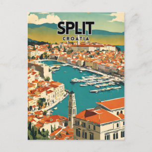 Carte Postale Split Croatie Nostalgale Retro Travel