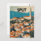 Carte Postale Split Croatie Nostalgique Voyage Art (Devant / Derrière)