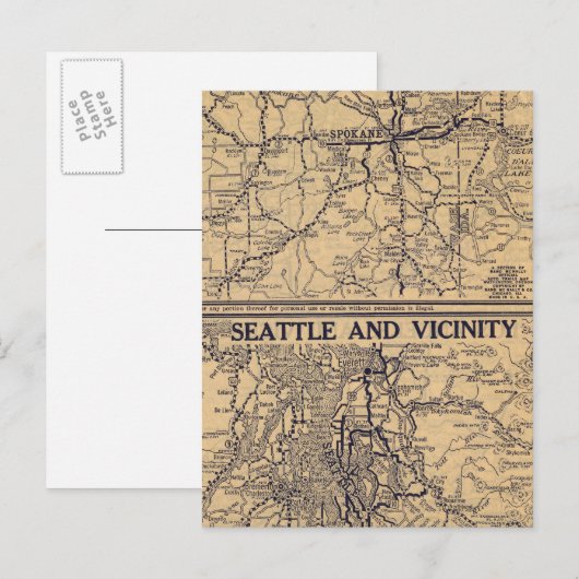 Carte Postale Spokane, Seattle (Devant / Derrière)