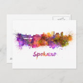 Carte Postale Spokane skyline in watercolor (Devant / Derrière)