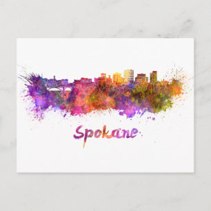 Carte Postale Spokane skyline in watercolor