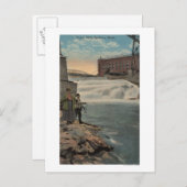 Carte Postale Spokane, WA - Pêche en couple à Lower Falls (Devant / Derrière)