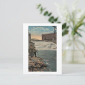 Carte Postale Spokane, WA - Pêche en couple à Lower Falls (Debout devant)